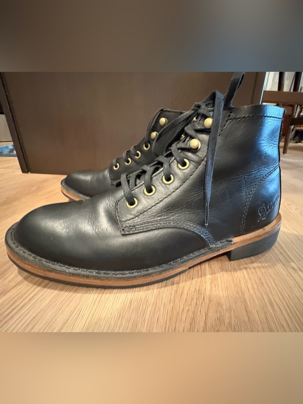 Danner ’Jack 2’ Black Leather Boots with Brass Eyelets